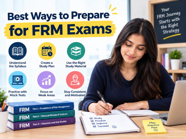 Best ways to prepare for FRM exams with a study plan, syllabus review, study materials, mock tests, and focused practice.