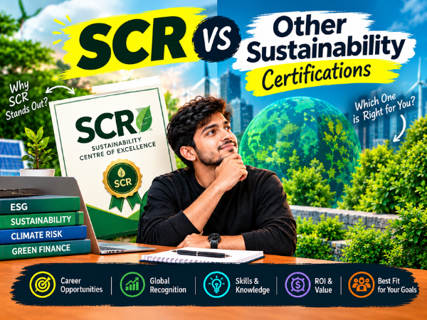 SCR vs Other Sustainability Certifications – Compare SCR Certification Benefits, Career Opportunities, Global Recognition, and Sustainability Skills.